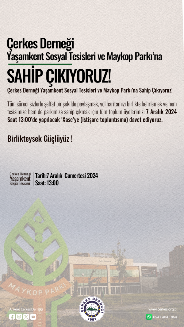 YAŞAMKENT SOSYAL TESİSLERİNE SAHİP ÇIKMAK İÇİN HALKIMIZI “XASE”YE DAVET EDİYORUZ!