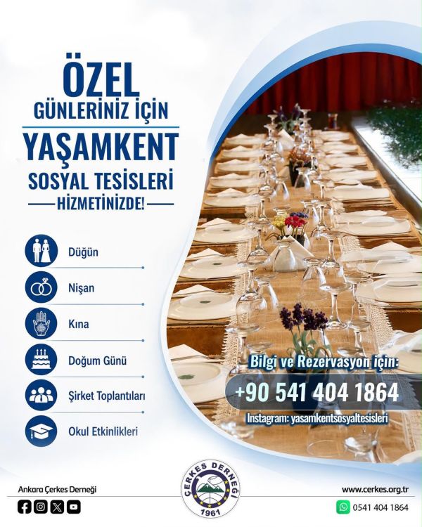 Özel Günlerinizde Yaşamkent Sosyal Tesisleri Yanınızda!